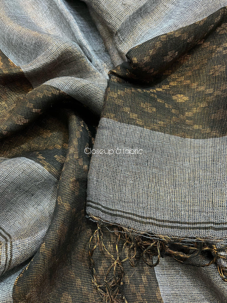 Ash with black tissue linen kurti set - Tamal Boutique