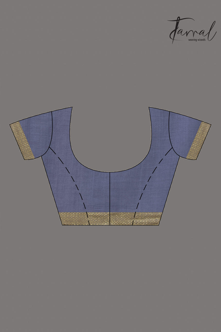 Ash with the golden zari Mangalgiri cotton handloom saree