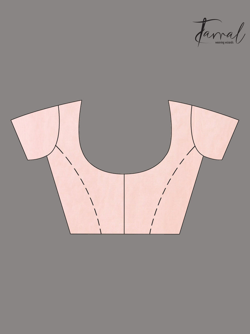 Baby pink organza embroidered handloom saree blouse