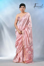Baby pink with border bangalore silk handwoven jamdani saree
