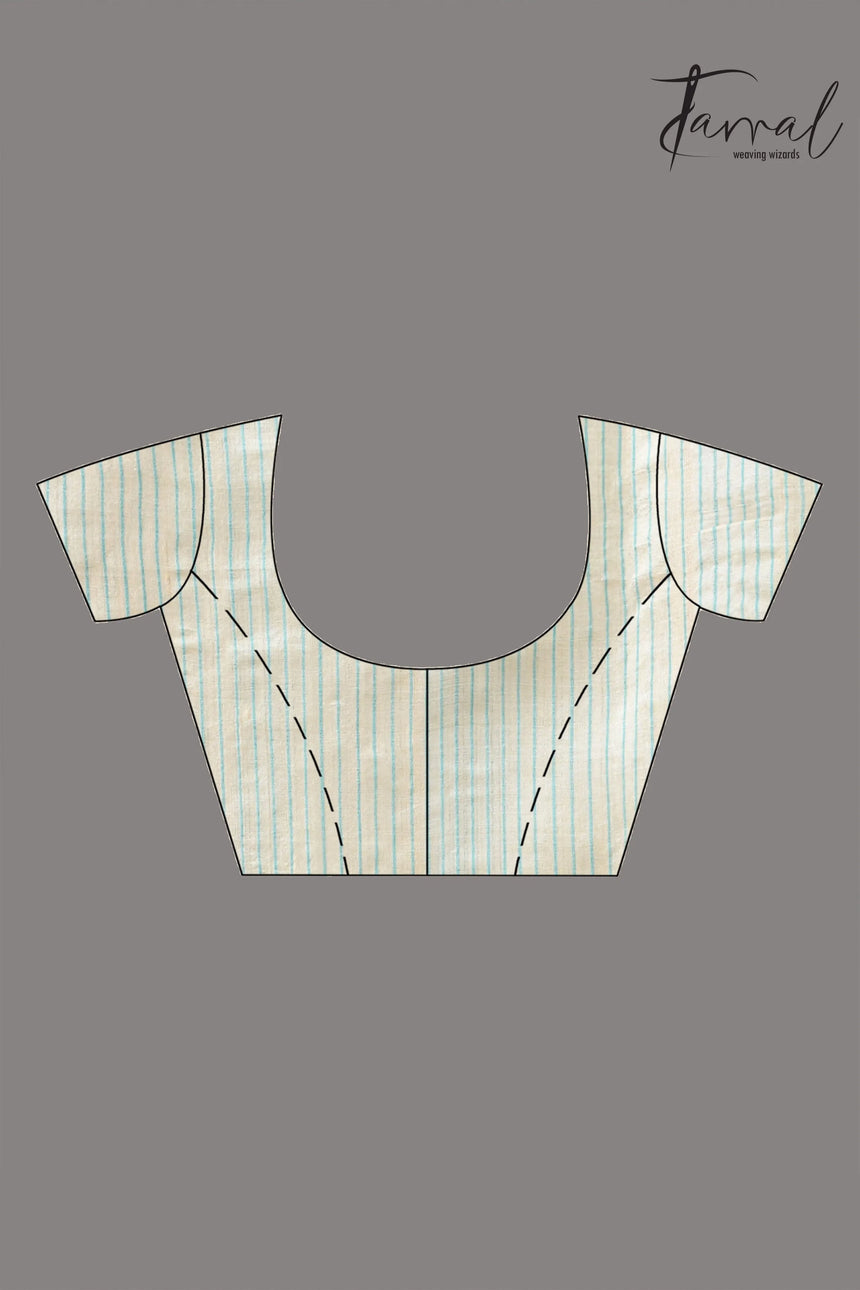 Beige with firoza lata in tusser silk handwoven jamdani saree