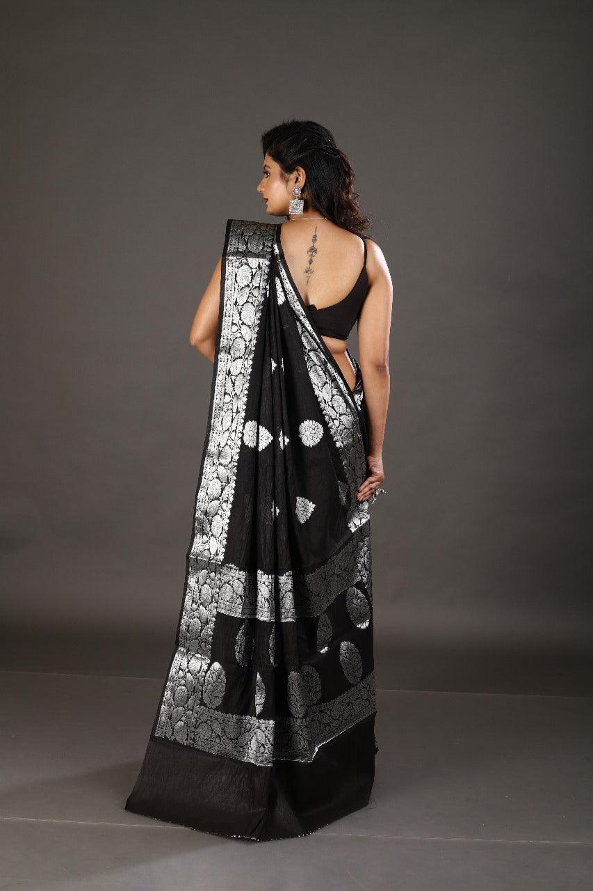 Black kora organza benarasi saree - Tamal Boutique