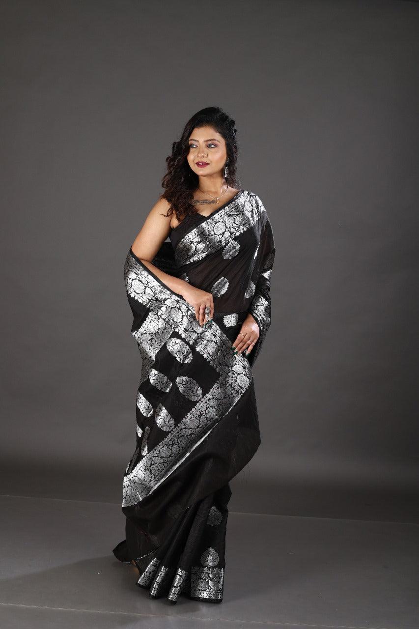 Black kora organza benarasi saree - Tamal Boutique