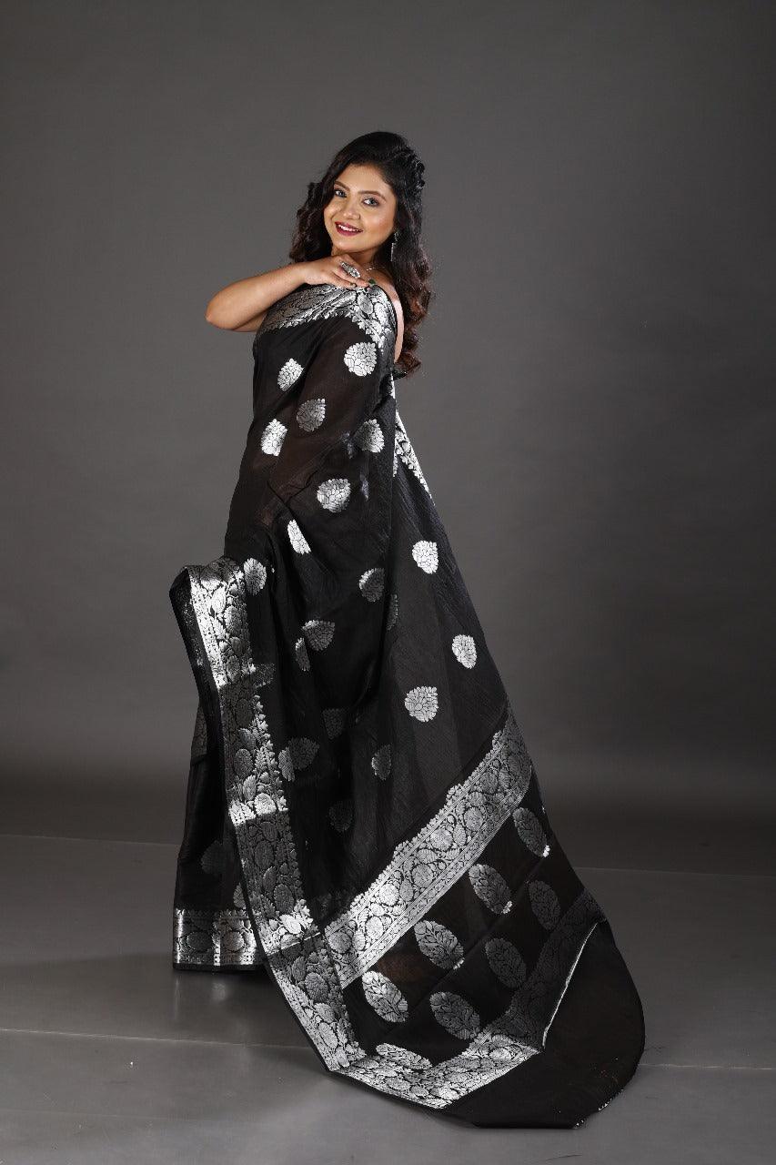 Black kora organza benarasi saree - Tamal Boutique