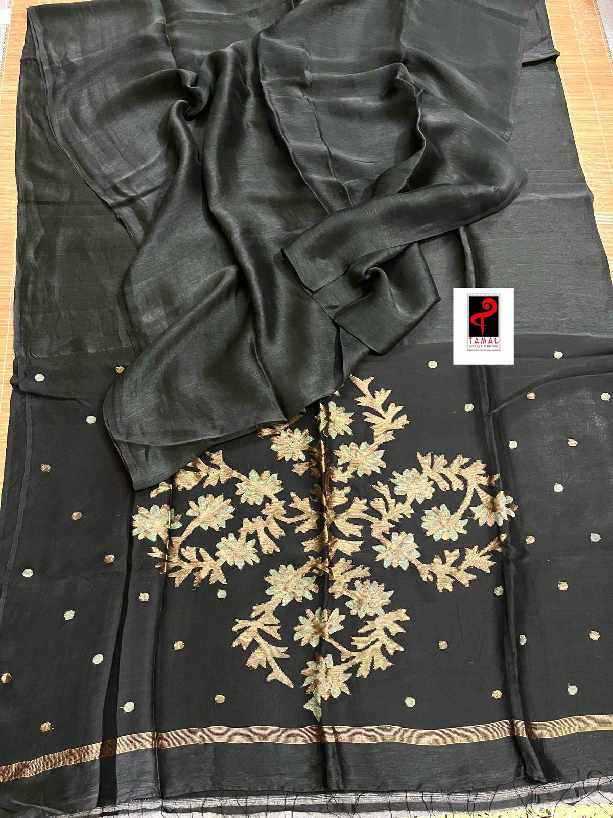 jamdani saree, jamdani, handloom, handwoven, saree, silk, dhakai, weaving, kolkatasaree, tamalboutique