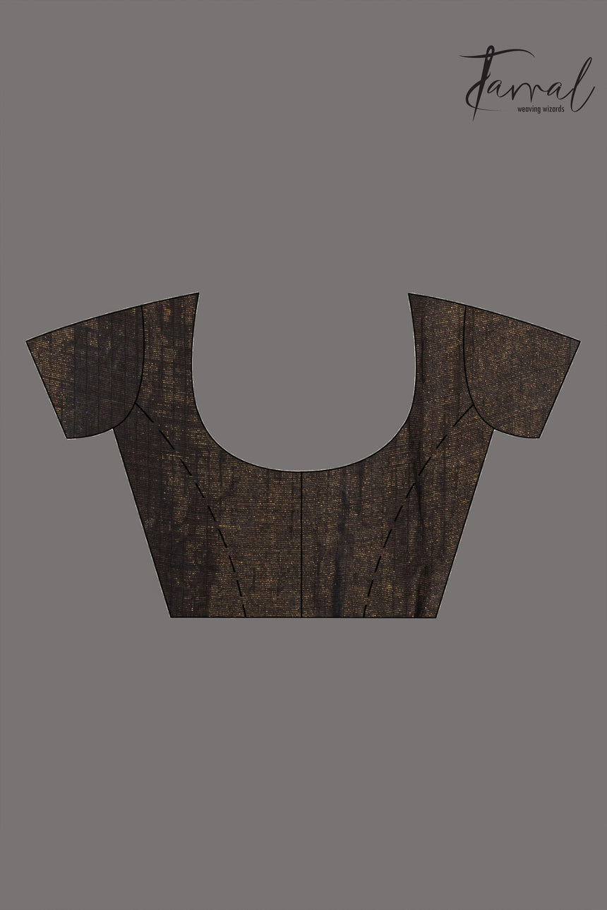 Black colour zari linen handwoven jamdani saree blouse
