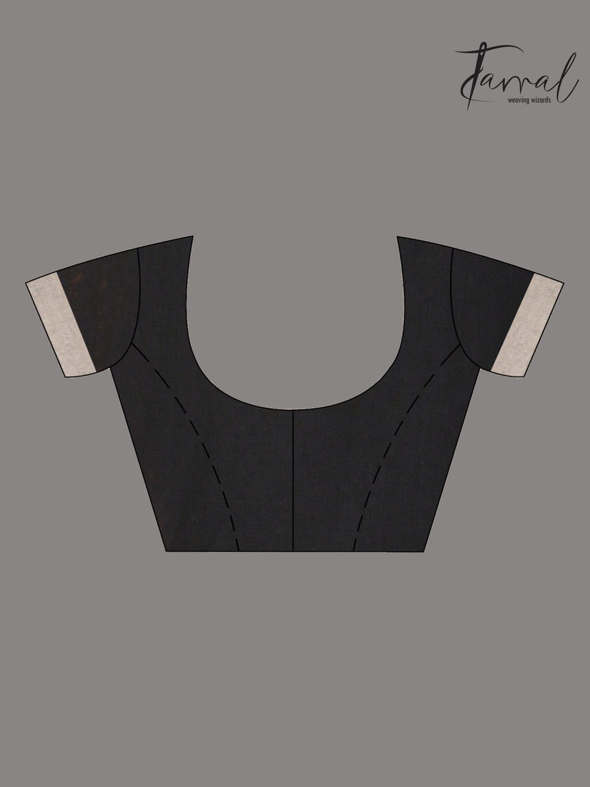 Black with beige temple border handwoven jamdani cotton saree