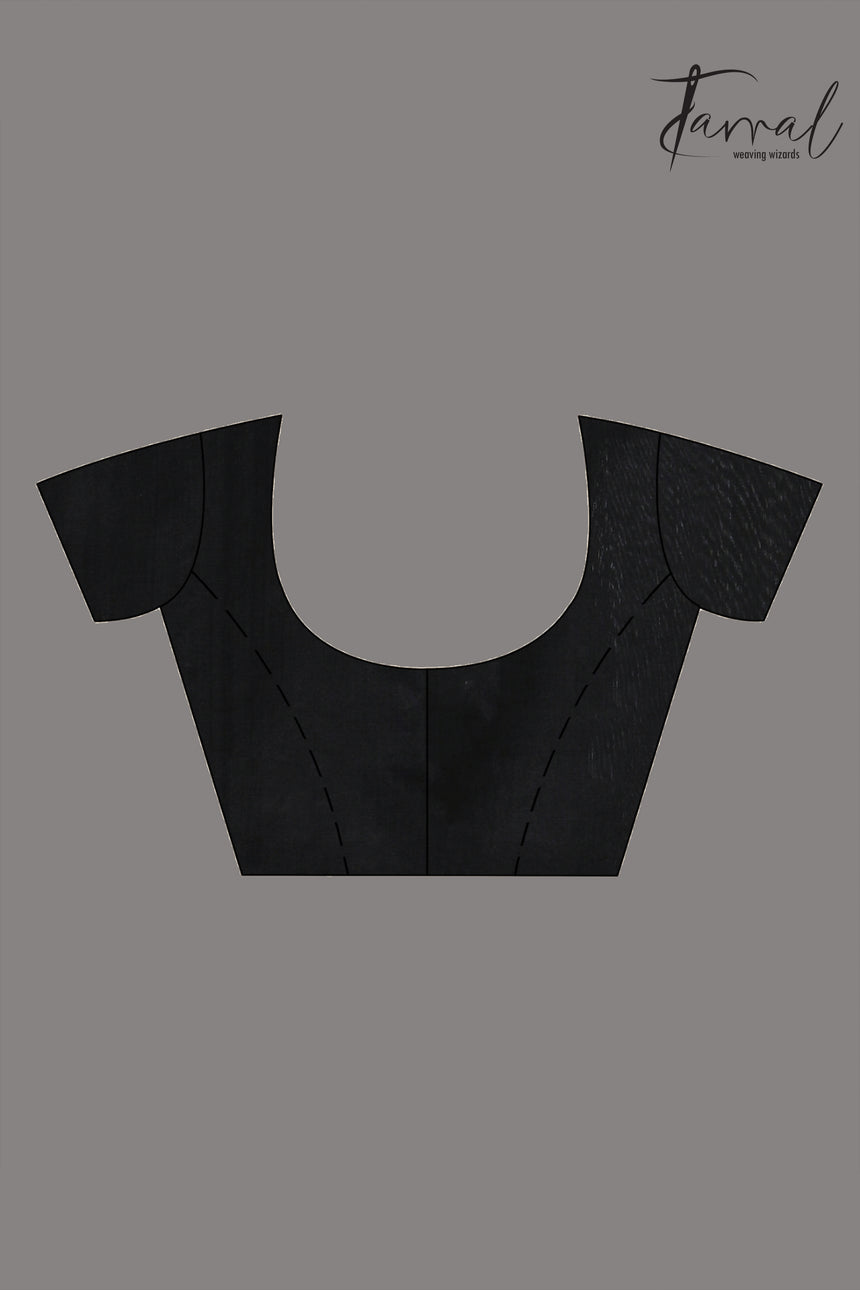 Black with golden lotus matka silk handwoven jamdani saree