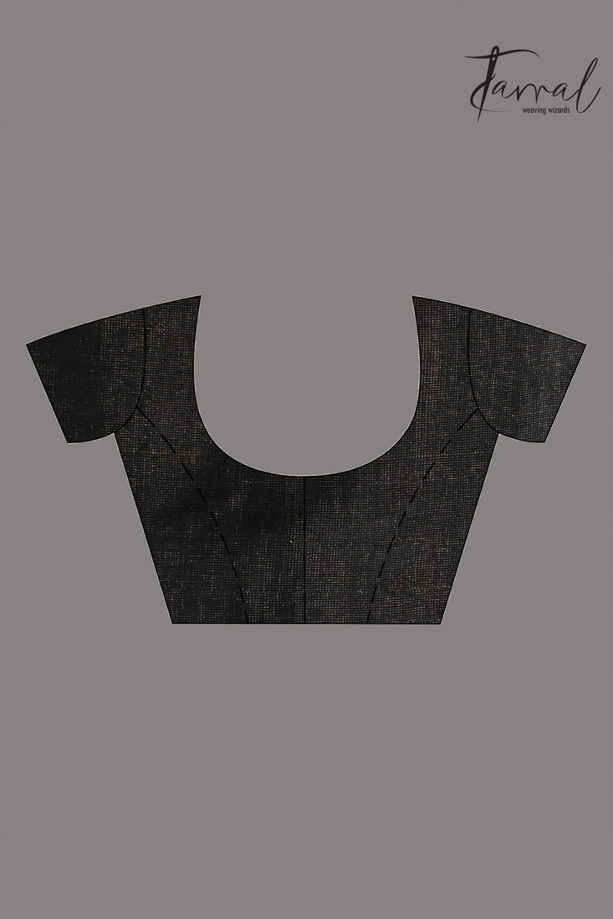 Black with golden tissue muslin lotus handwoven jamdani saree