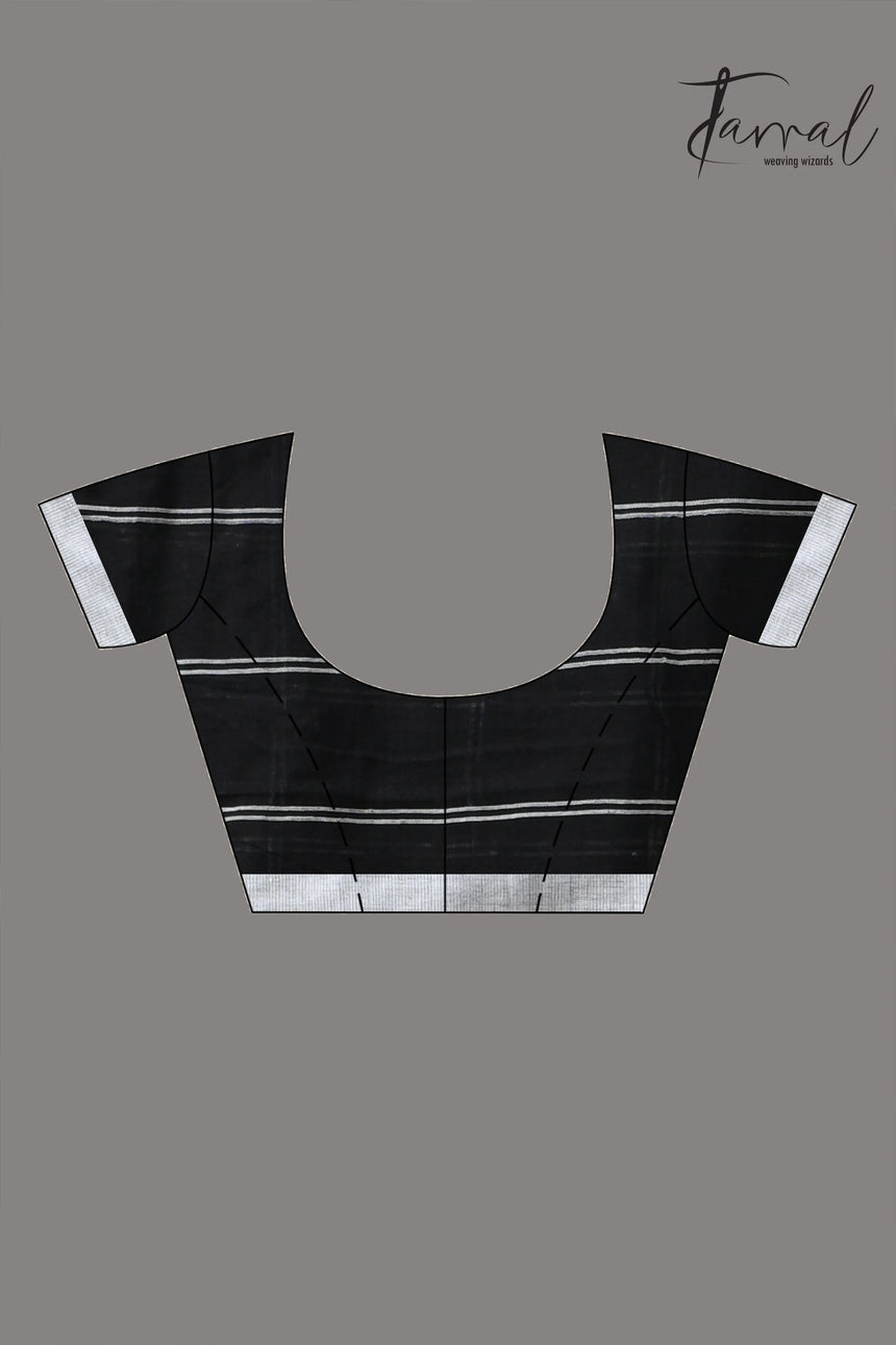 Black with white border checks bhujodi cotton handloom saree