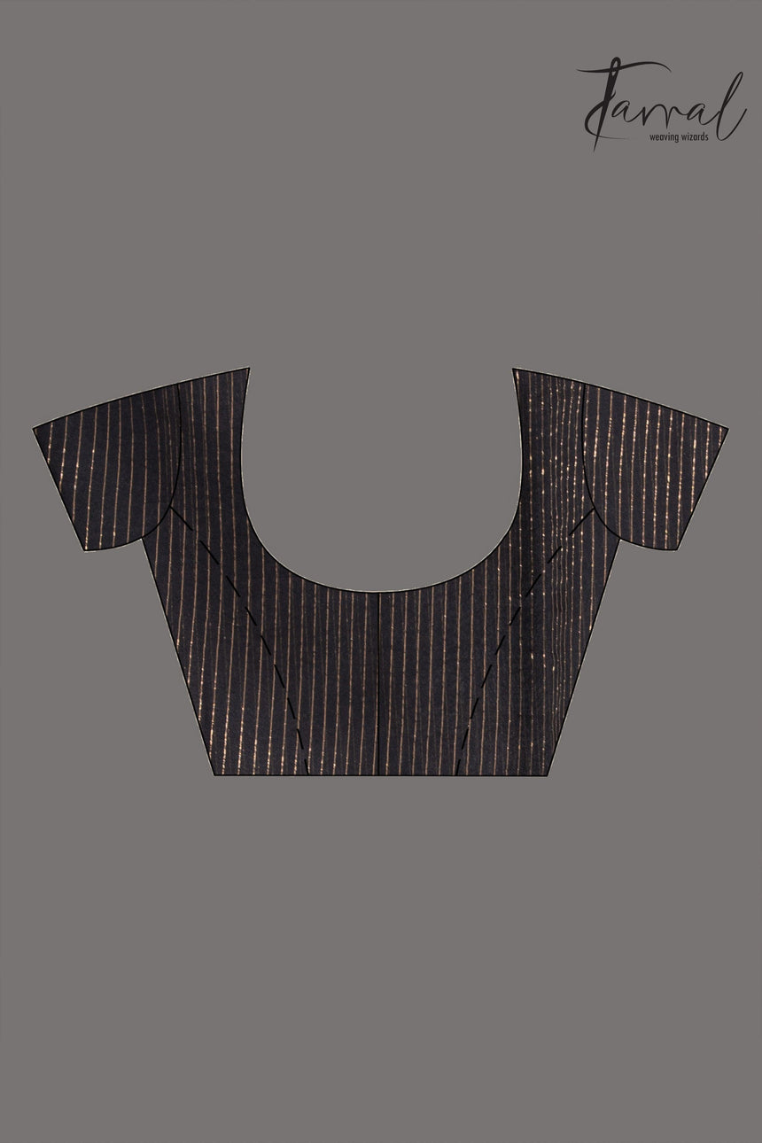 Black with zari border traditional handwoven muslin silk jamdani saree - Tamal Boutique