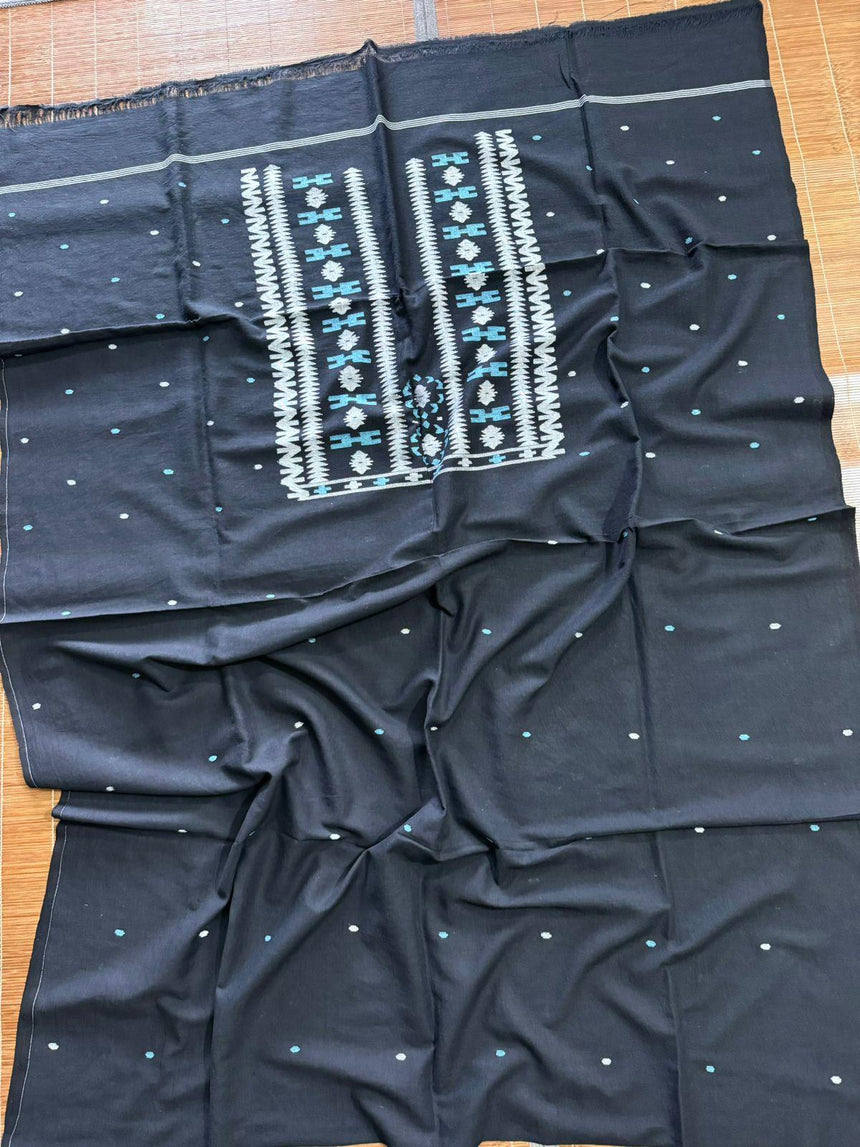 Black cotton handwoven jamdani Kurti peace - Tamal Boutique