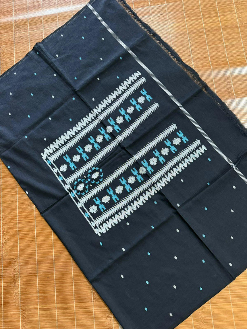Black cotton handwoven jamdani Kurti peace - Tamal Boutique