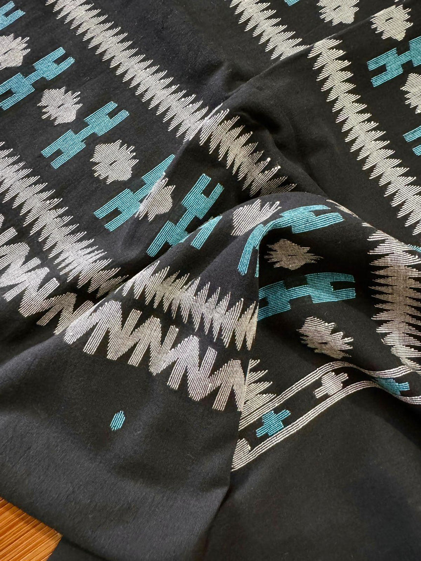 Black cotton handwoven jamdani Kurti peace - Tamal Boutique