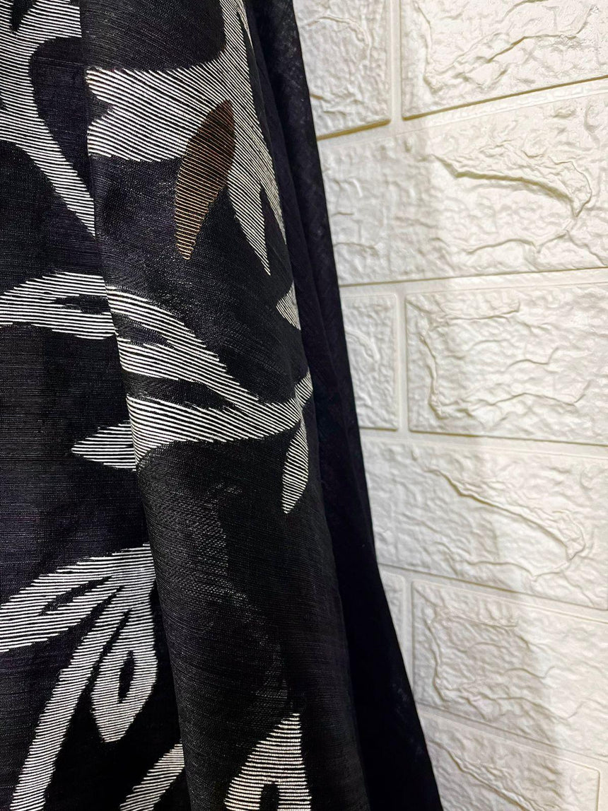 Black diamond matka silk handwoven jamdani saree - Tamal Boutique