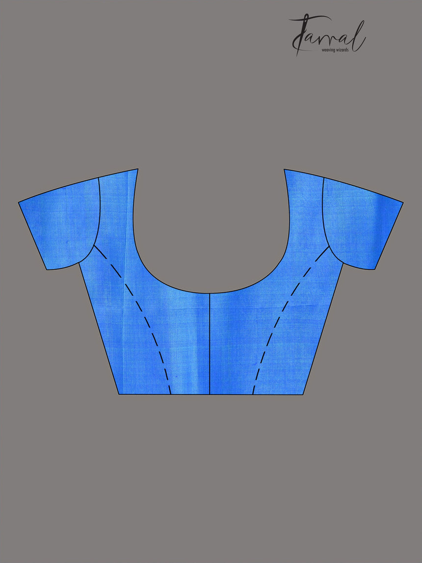 Blue Euphoria katan silk hand block printed saree - Tamal Boutique