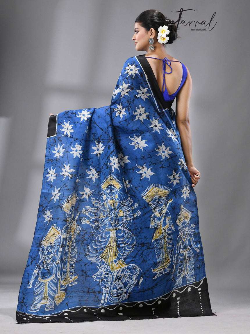 Blue serenity batik silk saree - Tamal Boutique