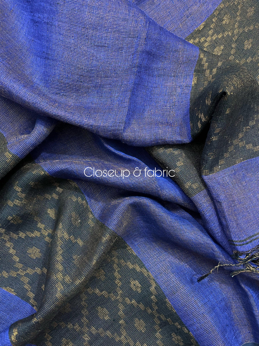 Blue with black tissue linen kurti set - Tamal Boutique