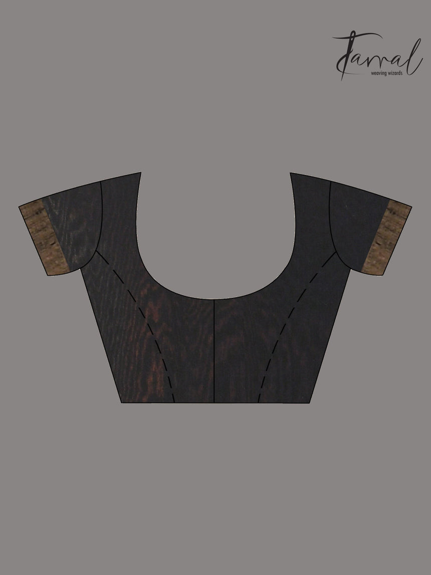 Blue lotus pallu silk linen handwoven jamdani saree blouse