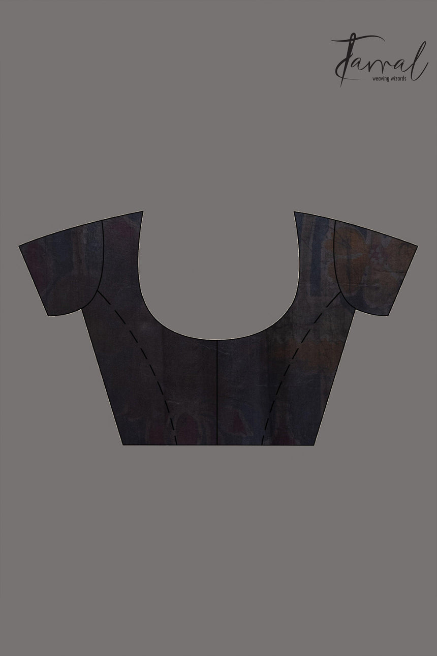 Blue with the multicolour lotus handcrafted batik silk saree