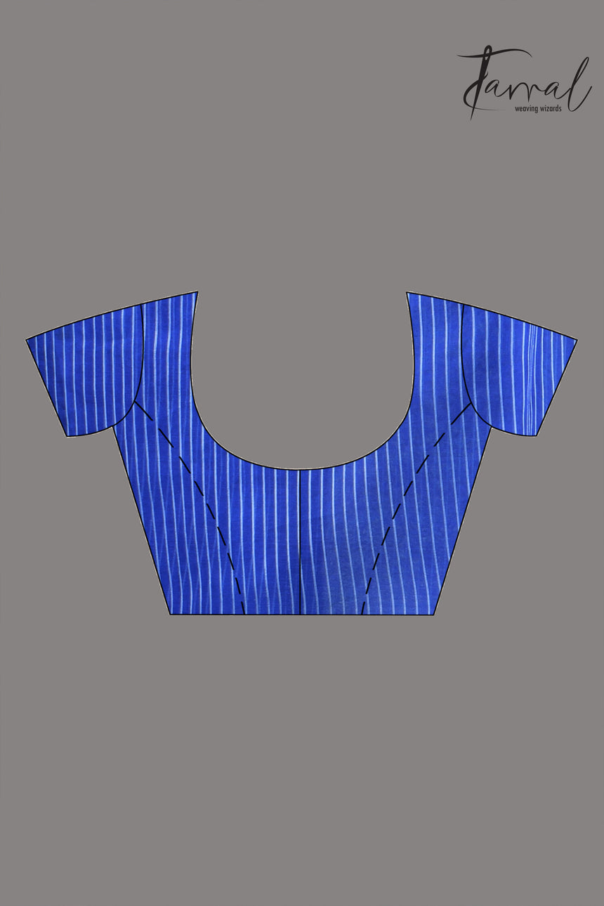 Blue with zari border muslin silk handwoven jamdani saree