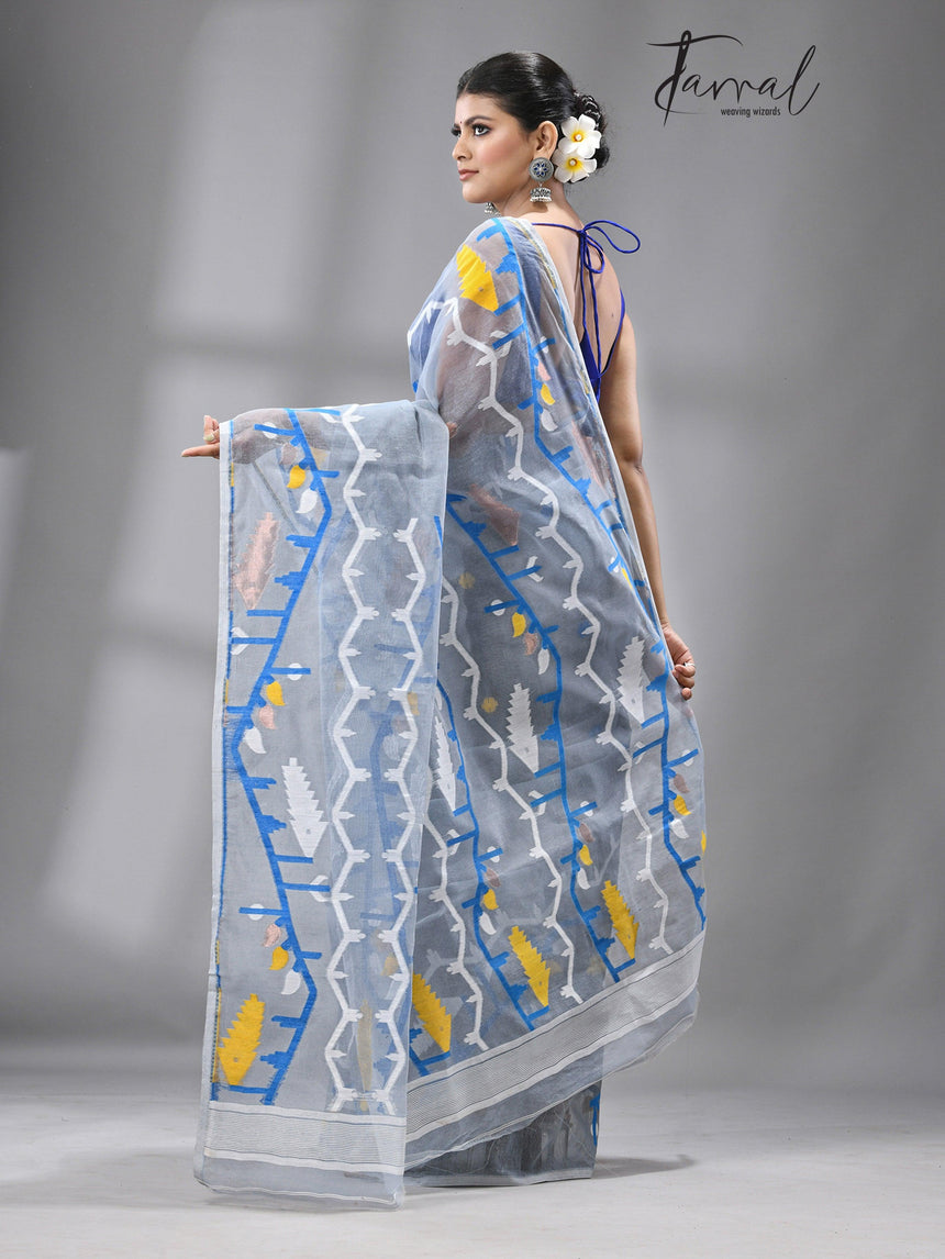 jamdani saree, jamdani, handloom, handwoven, saree, silk, dhakai, weaving, kolkatasaree, tamalboutique