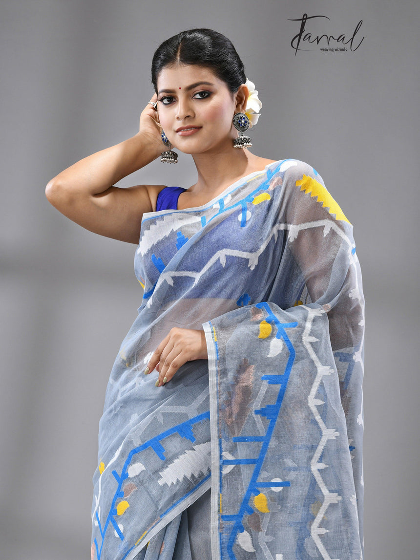 jamdani saree, jamdani, handloom, handwoven, saree, silk, dhakai, weaving, kolkatasaree, tamalboutique