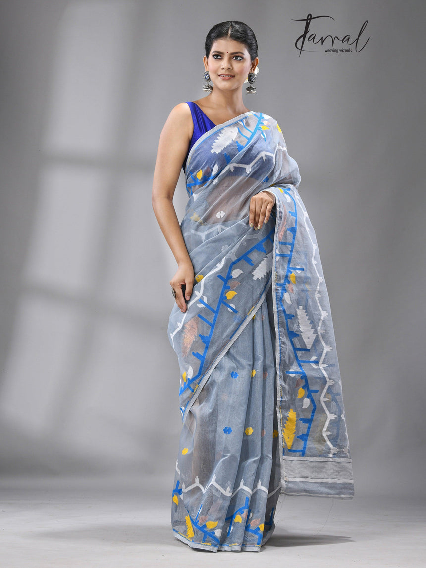 jamdani saree, jamdani, handloom, handwoven, saree, silk, dhakai, weaving, kolkatasaree, tamalboutique