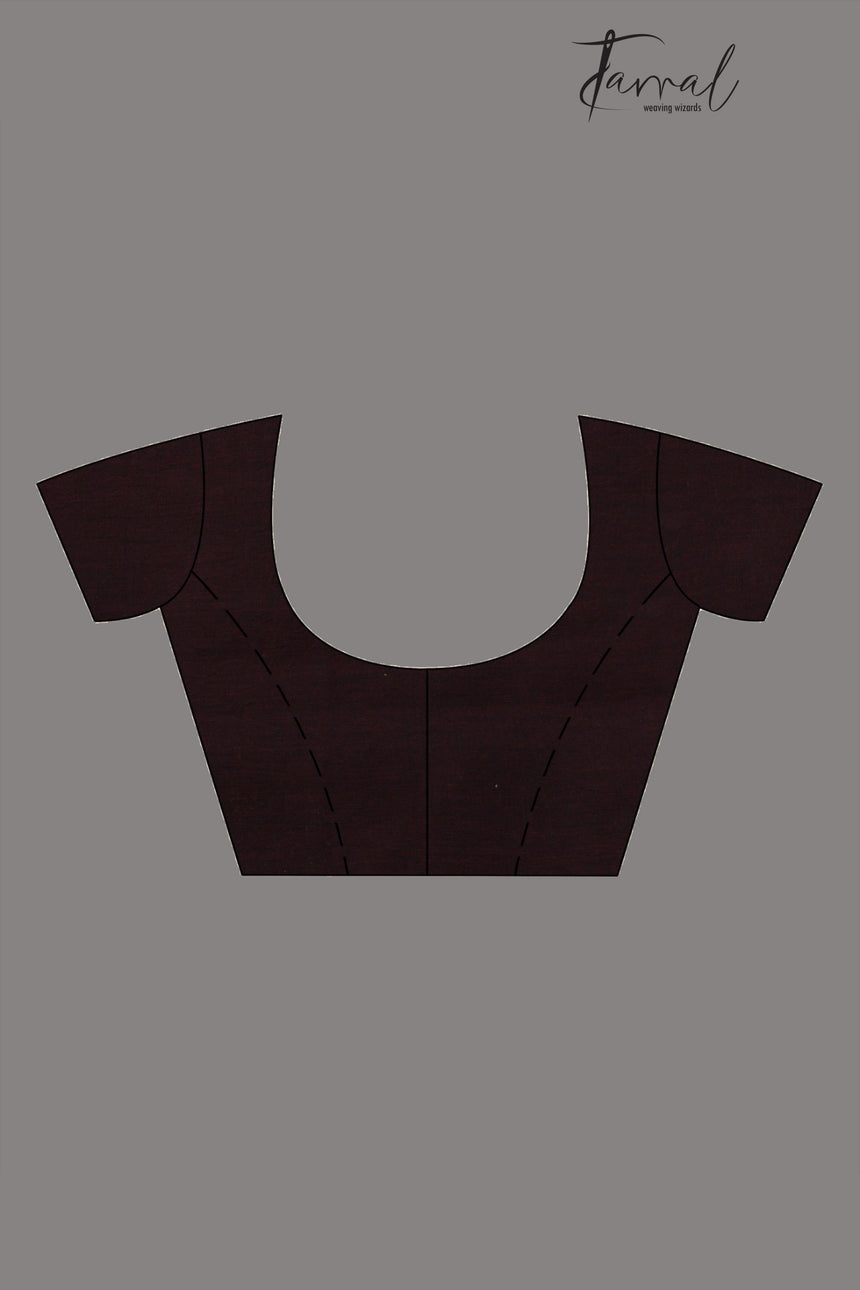 Chocolate Maroon with border cotton handwoven jamdani saree