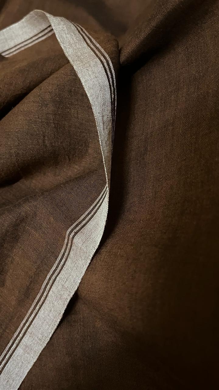 Chocolate brown colour pure cotton handwoven jamdani saree