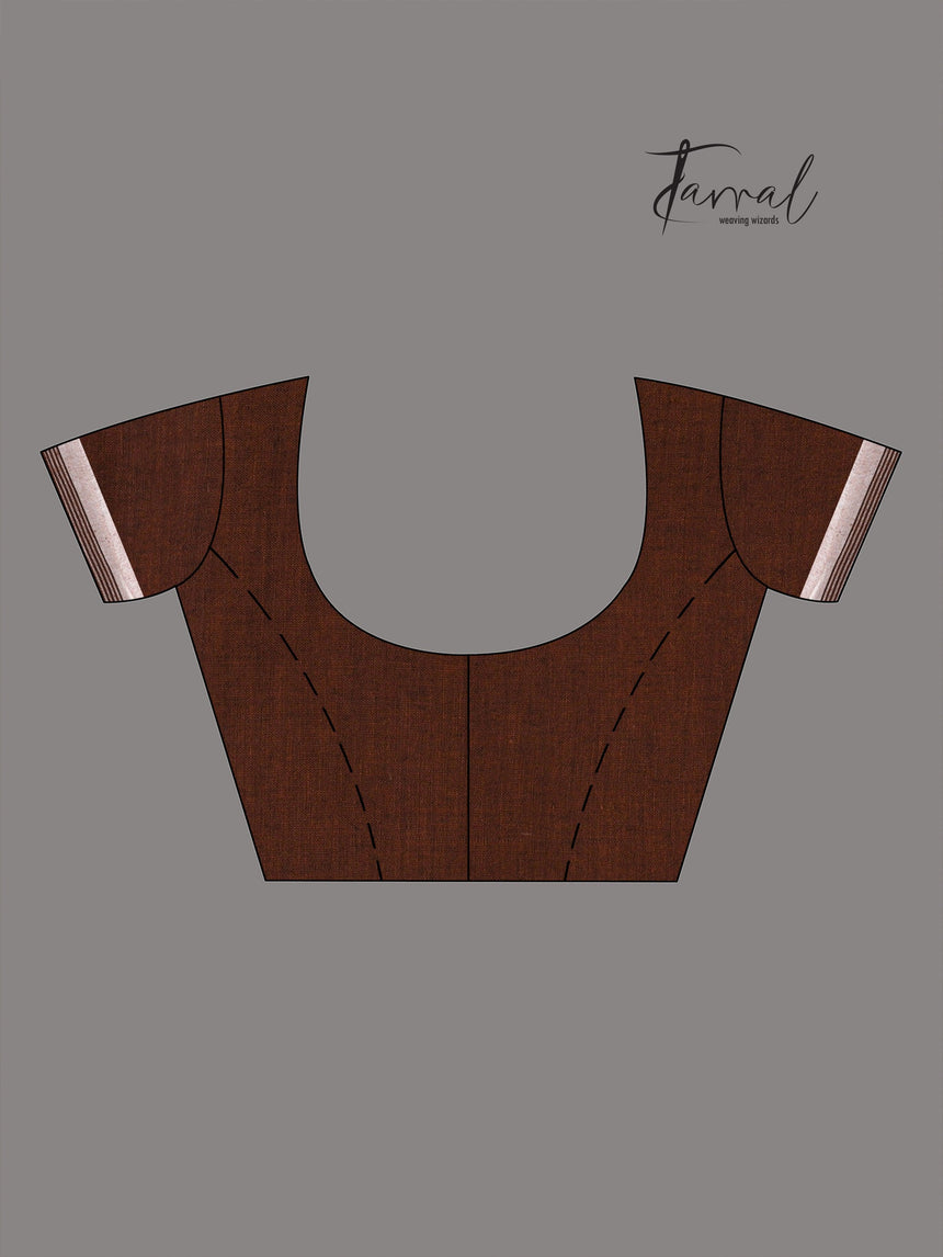 Chocolate brown colour pure cotton handwoven jamdani saree