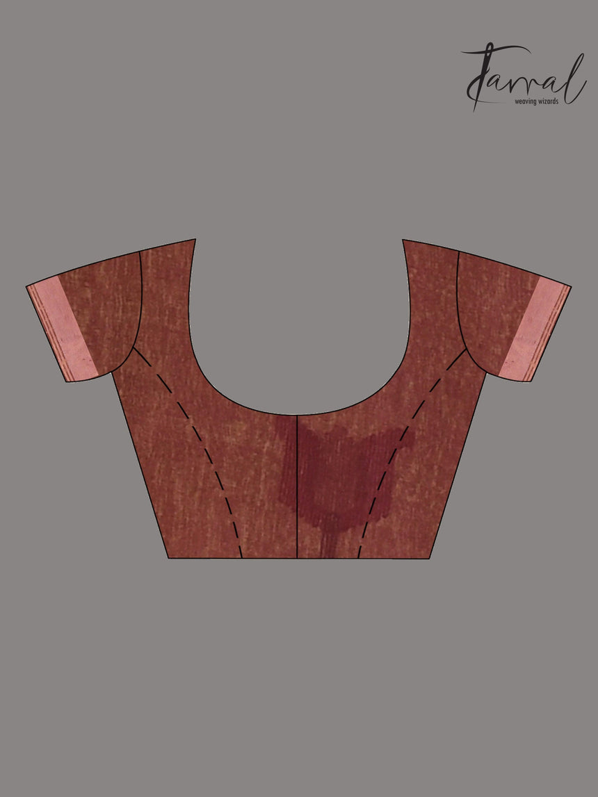 Chocolate brown kalmilata handwoven floral jamdani saree in muslin silk - Tamal Boutique