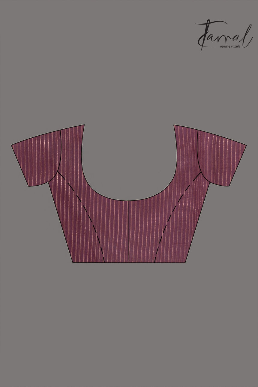 Chocolate brown with zari border traditional handwoven jamdani in muslin silk - Tamal Boutique