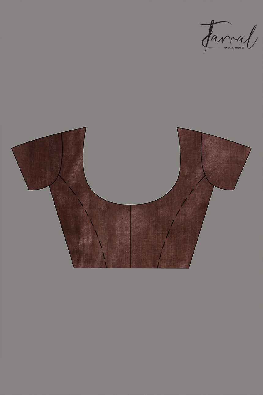 Chocolate with white Dhakai in tusser handwoven jamdani saree