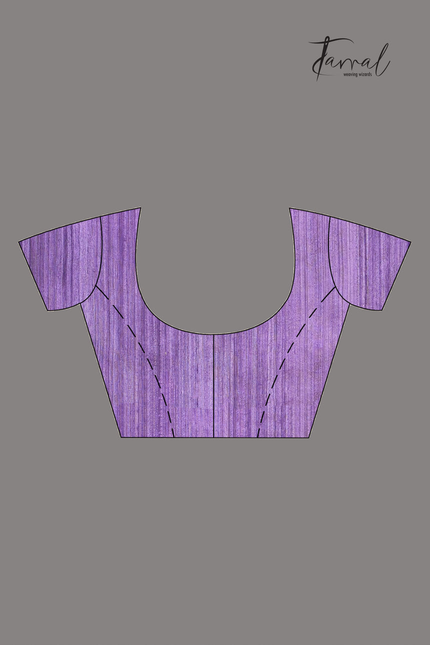 Lavender Jamdani Saree In Half Muslin & Matka Silk With White Motifs