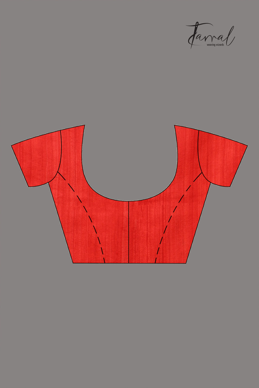 Red Muslin & Matka Silk Jamdani Saree With White Floral Motifs