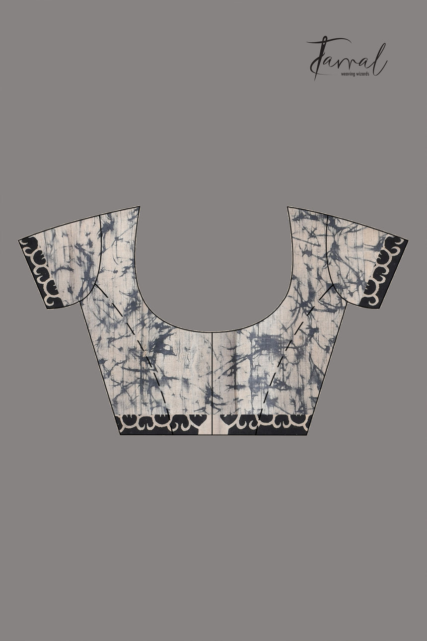 Charcoal Black Pure Tussar Silk Shibori Handloom Saree