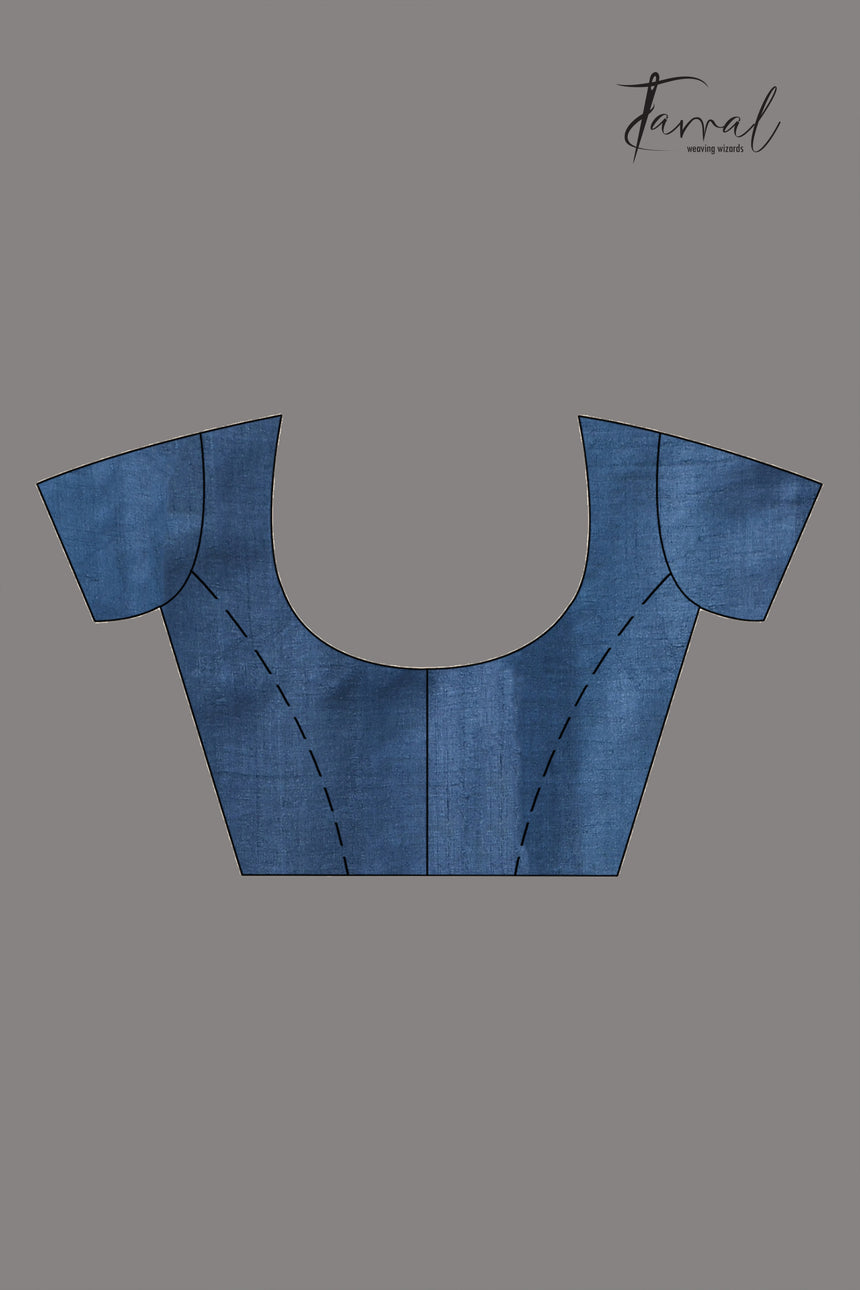Indigo Colour Pure Tussar Silk Shibori Handloom Saree