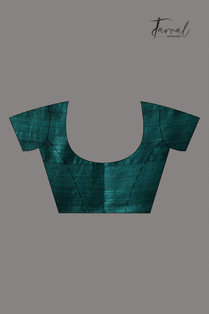 Bottle Green Handwoven Matka Muslin Jamdani Silk Saree