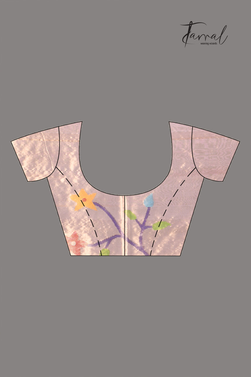 Pink with golden Zari pathani handwoven jamdani saree