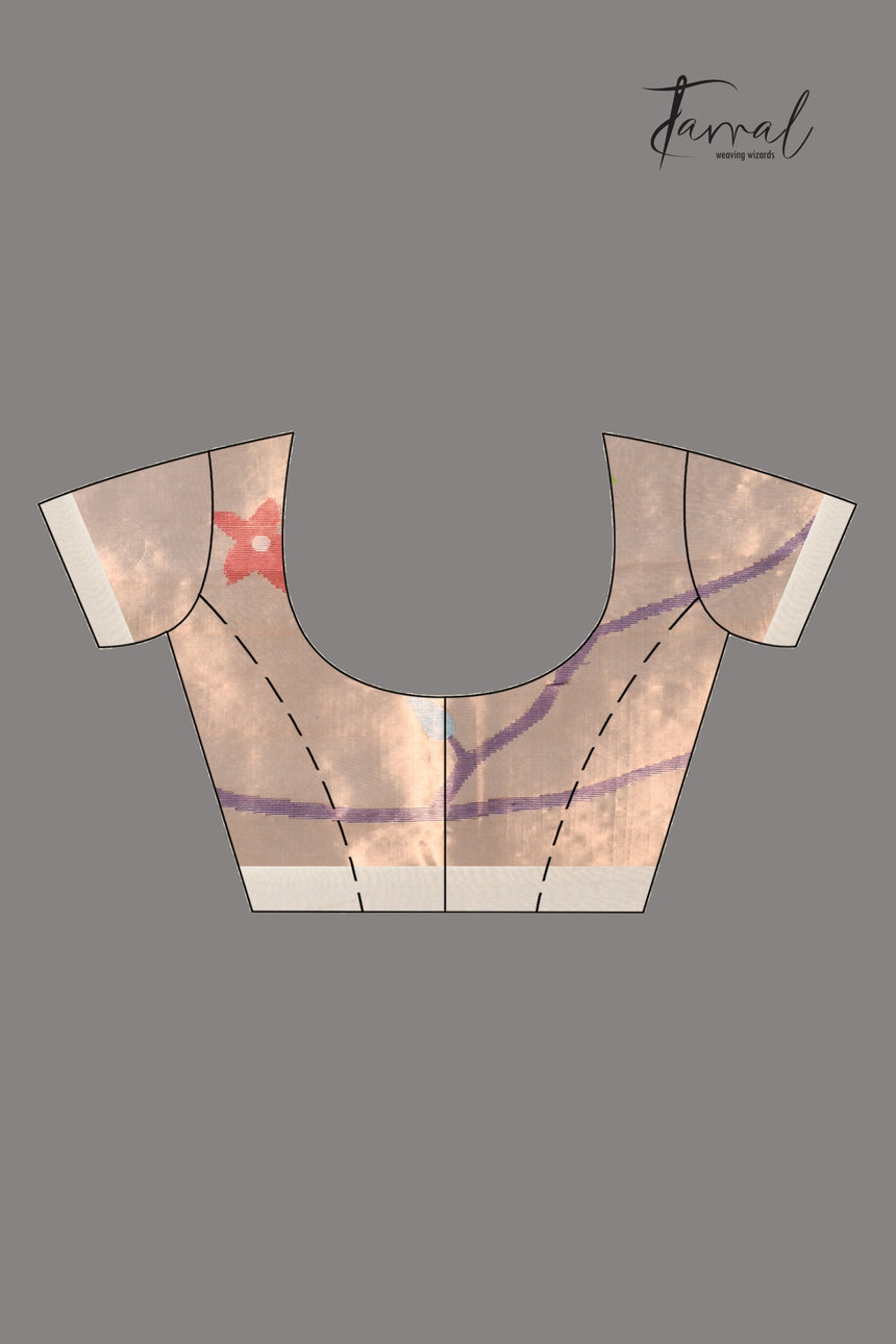 Beige with golden Zari pathani handwoven jamdani saree