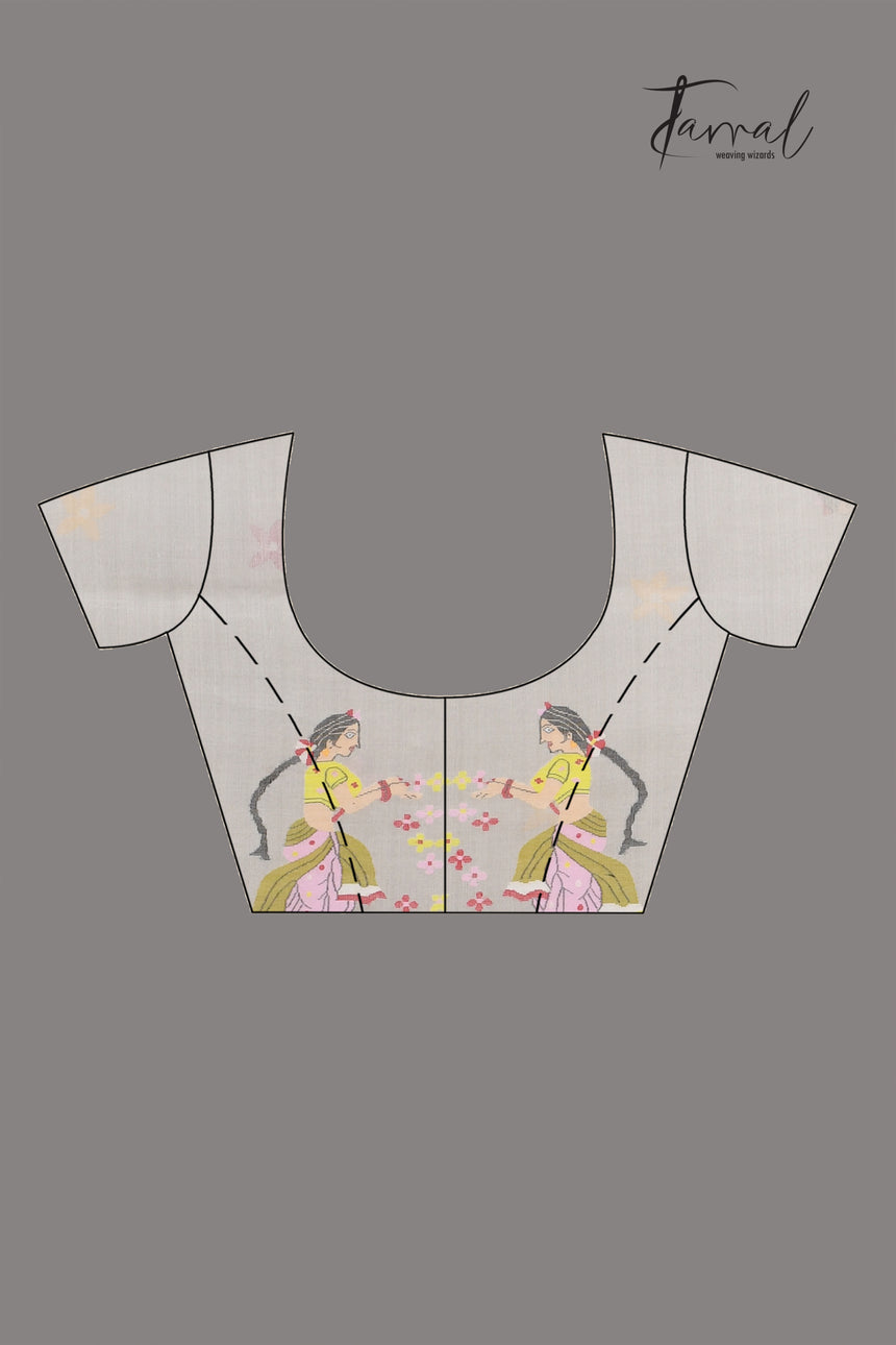 Offwhite with multicolour Shakuntala them handwoven muslin silk jamdani saree