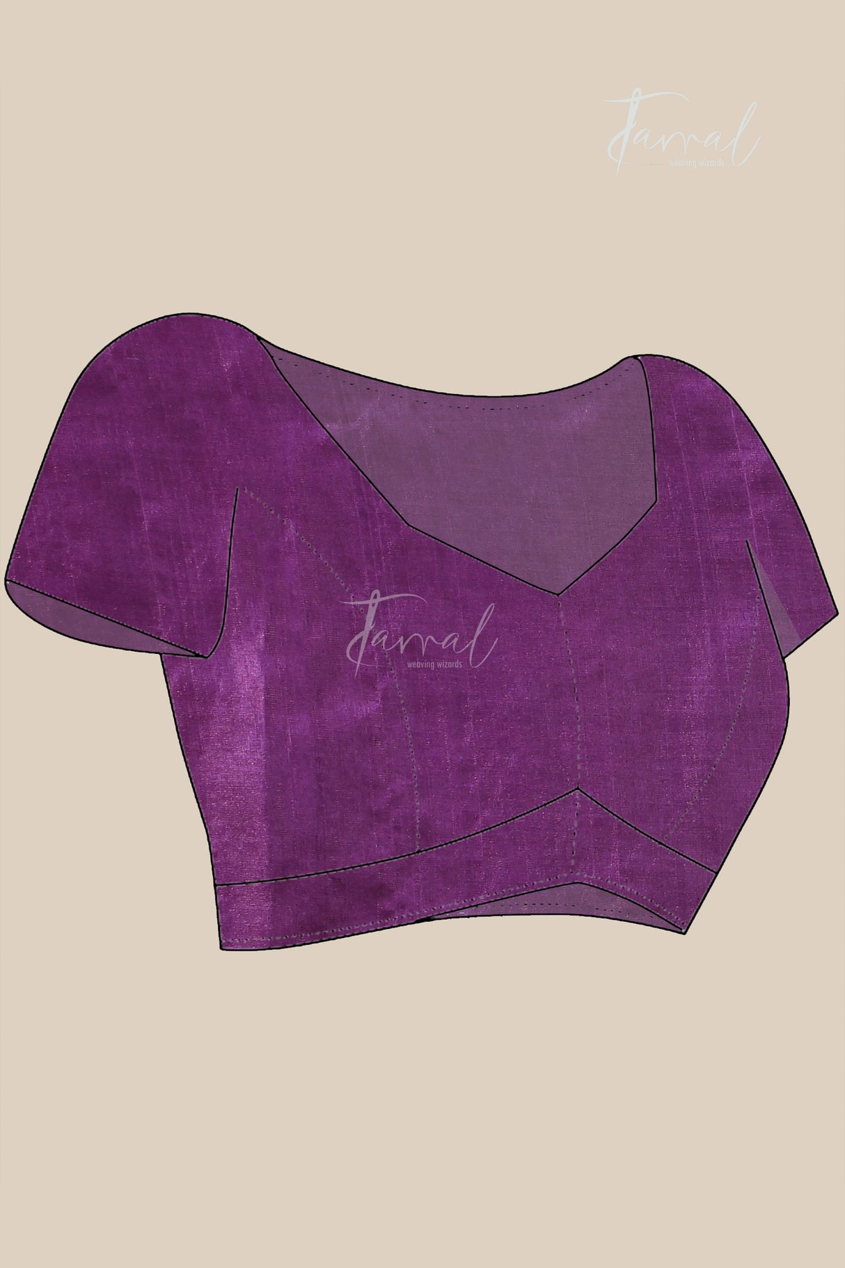 Purple with golden zari pure tussar silk handloom jamdani saree