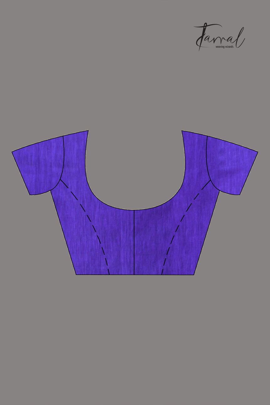 Copper Zari With Purple Colour Half Tissue Sequins & Half Matka Silk Handloom Saree