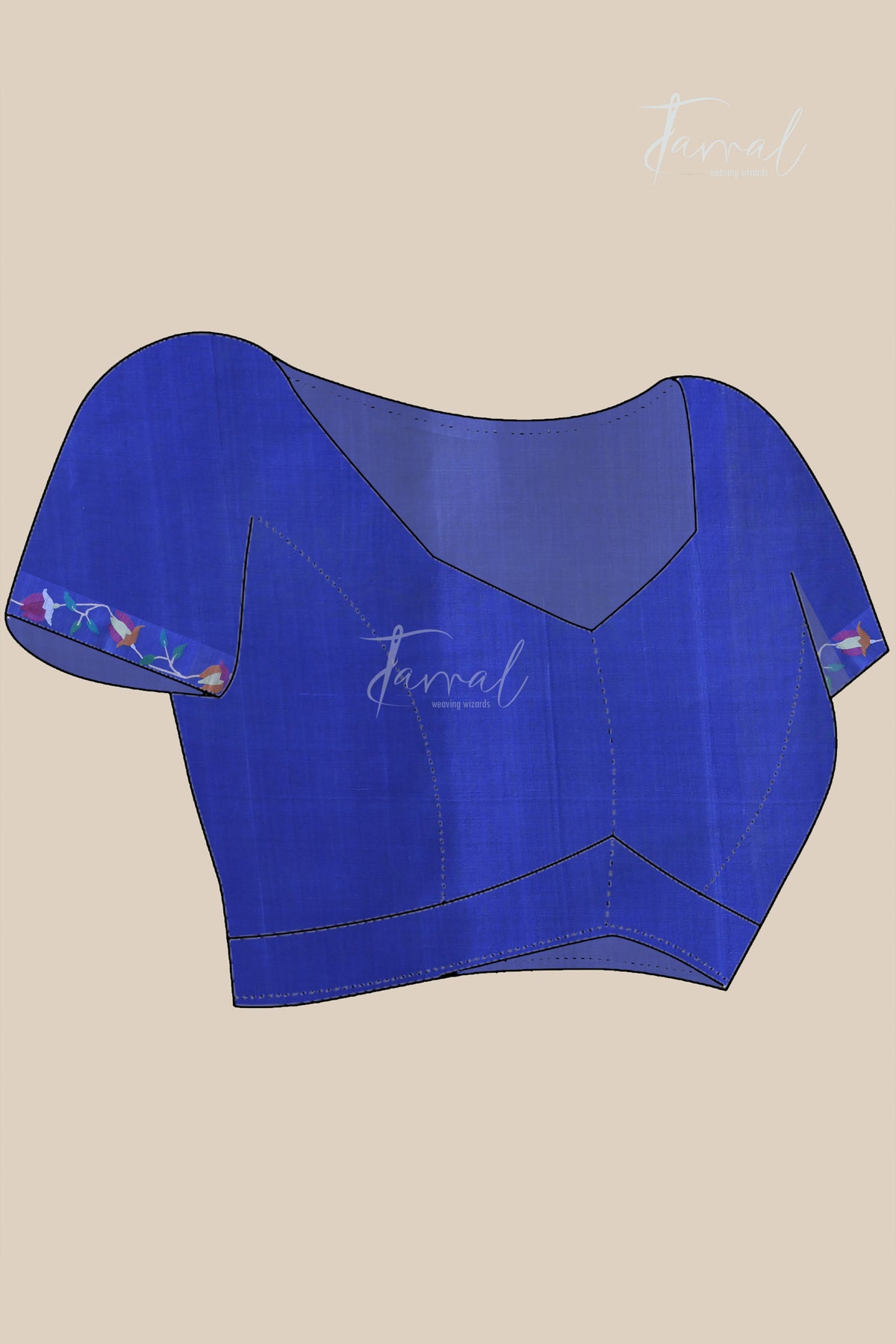 Royal Blue Tussar Silk Handloom Jamdani Saree with Golden Zari | Regal Heritage | Tamal Boutique