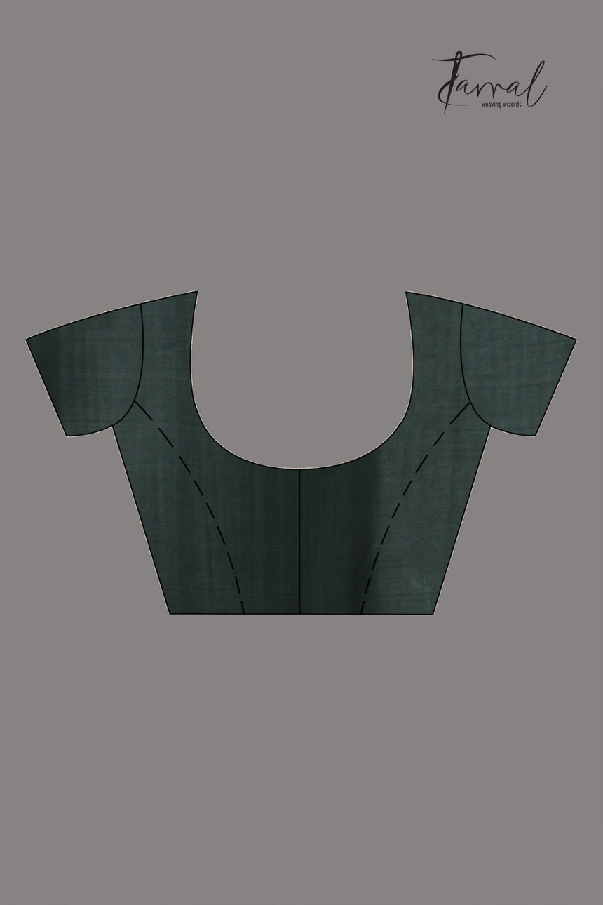 Charcoal Green Muslin Silk Jamdani Saree with Floral Motifs