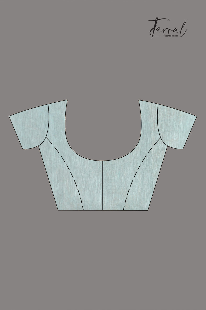 Sea Blue tissue silk linen handwoven needle work jamdani saree