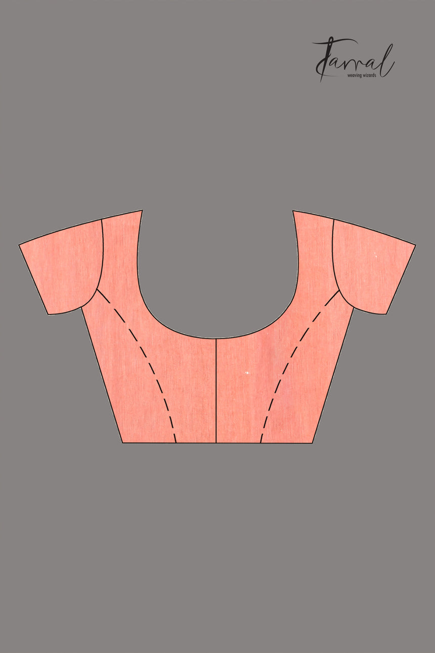 Peach tissue silk linen handwoven needle work jamdani saree