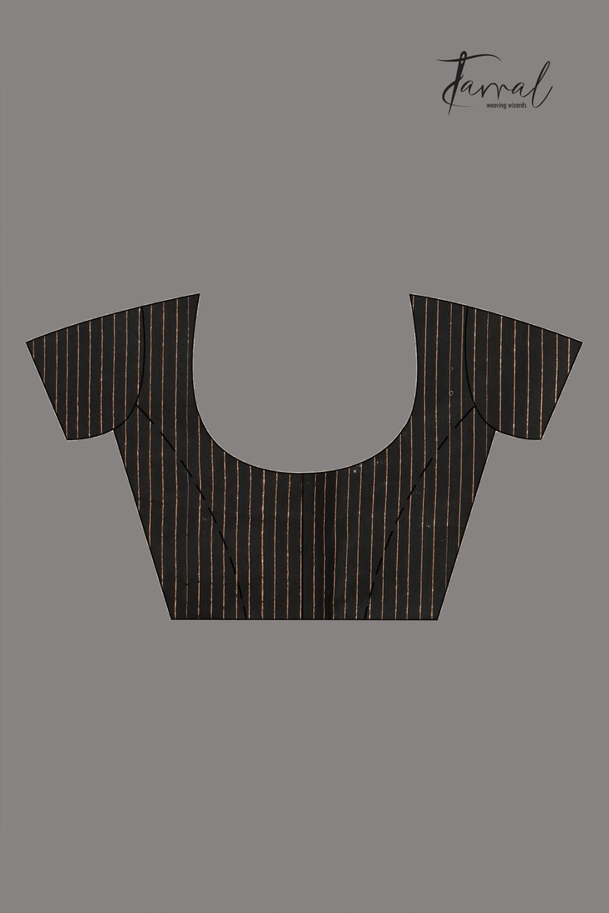 Black With Zari Border Pure Silk Linen Handwoven Jamdani Saree