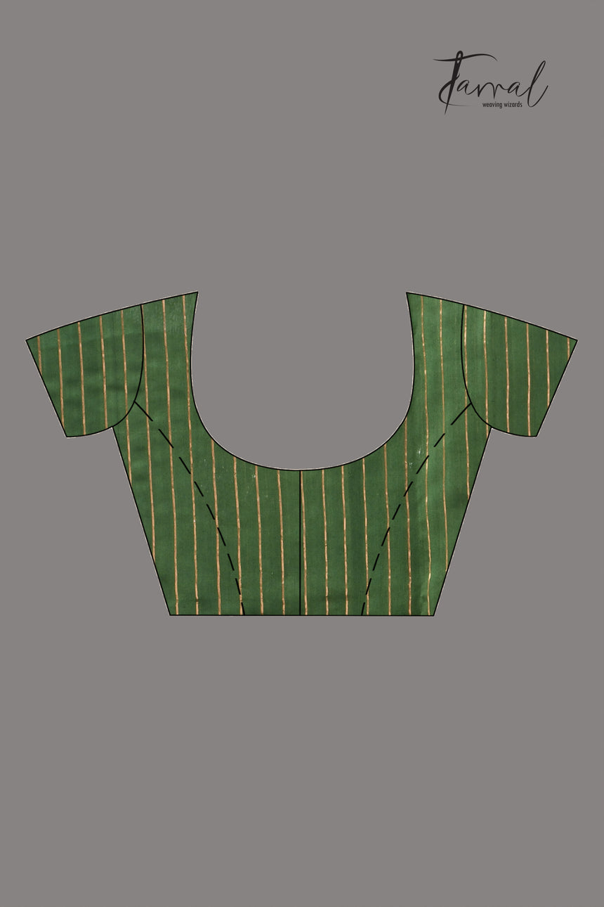 Bottle Green Silk Linen Jamdani Saree with Sunflower Motifs